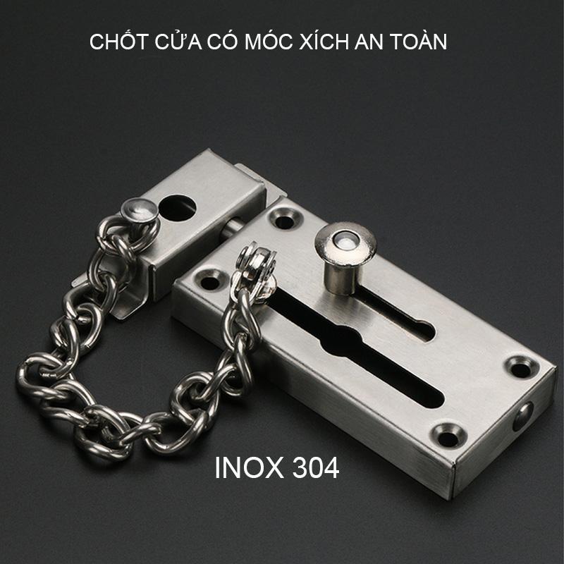 Chốt cửa có móc xích an toàn chống trộm bằng inox 304
