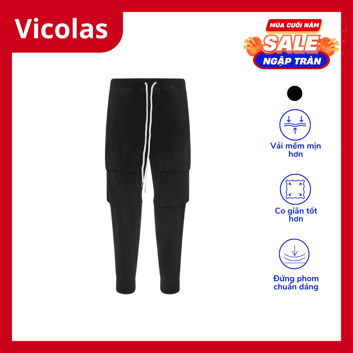 Quần jogger nam dập ly VICOLAS - VICOLAS JOGGER PANT