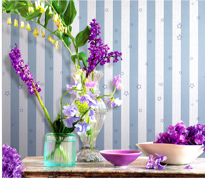10m giấy dán tường sọc xanh sao ( cuộn dài 10m, khổ rộng 45cm, giấy có keo sẵn )