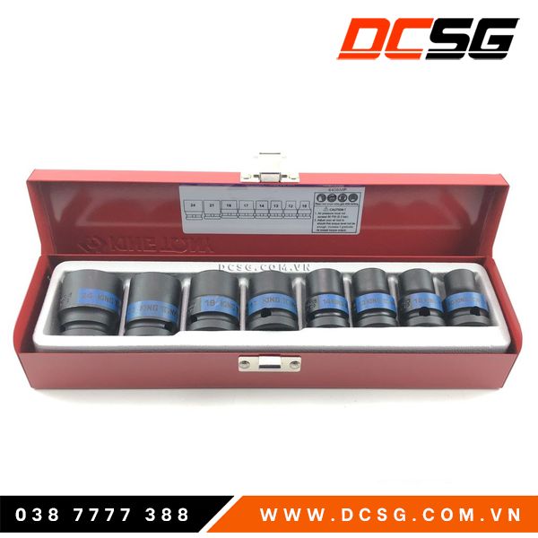 Bộ 08 đầu tuýp 1/2" kingtony đen ngắn 4408mp | dcsg