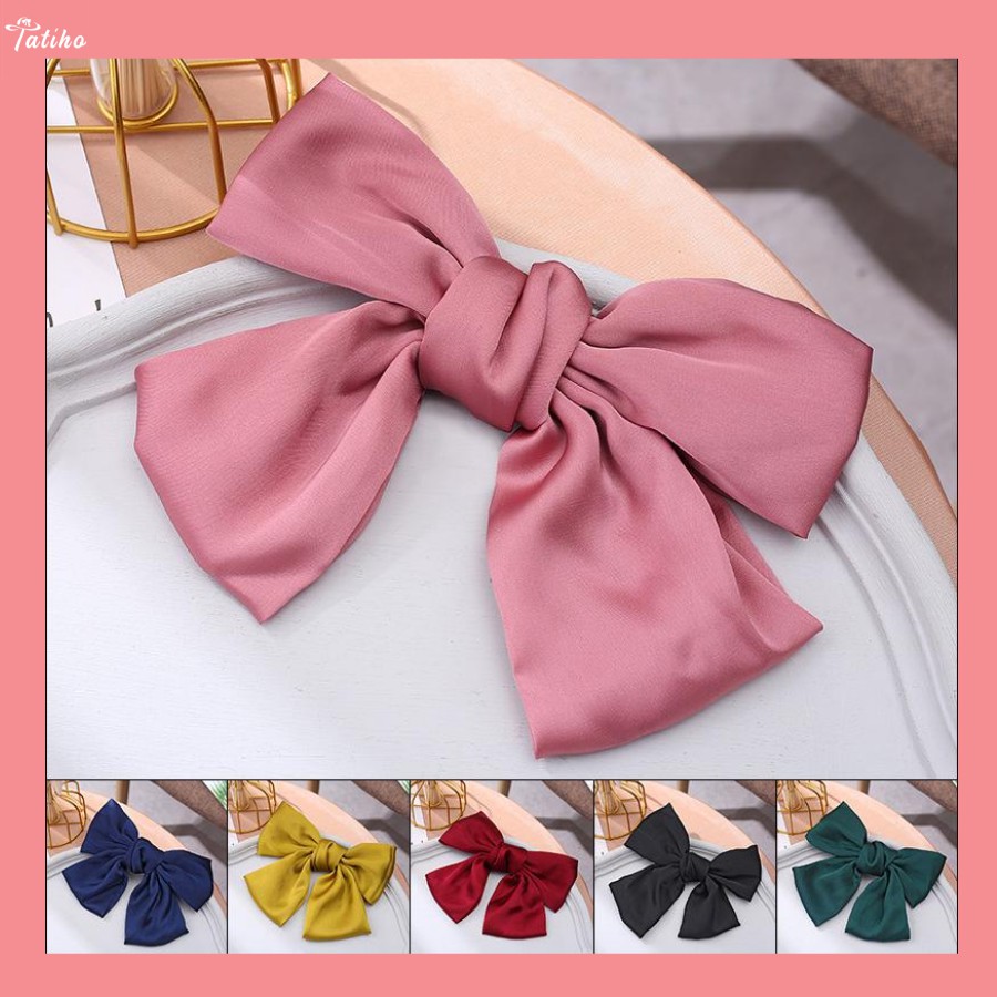 Kẹp Tóc Đính Nơ Chất Lụa Satin Mềm Nhiều Màu - Mã KT001
