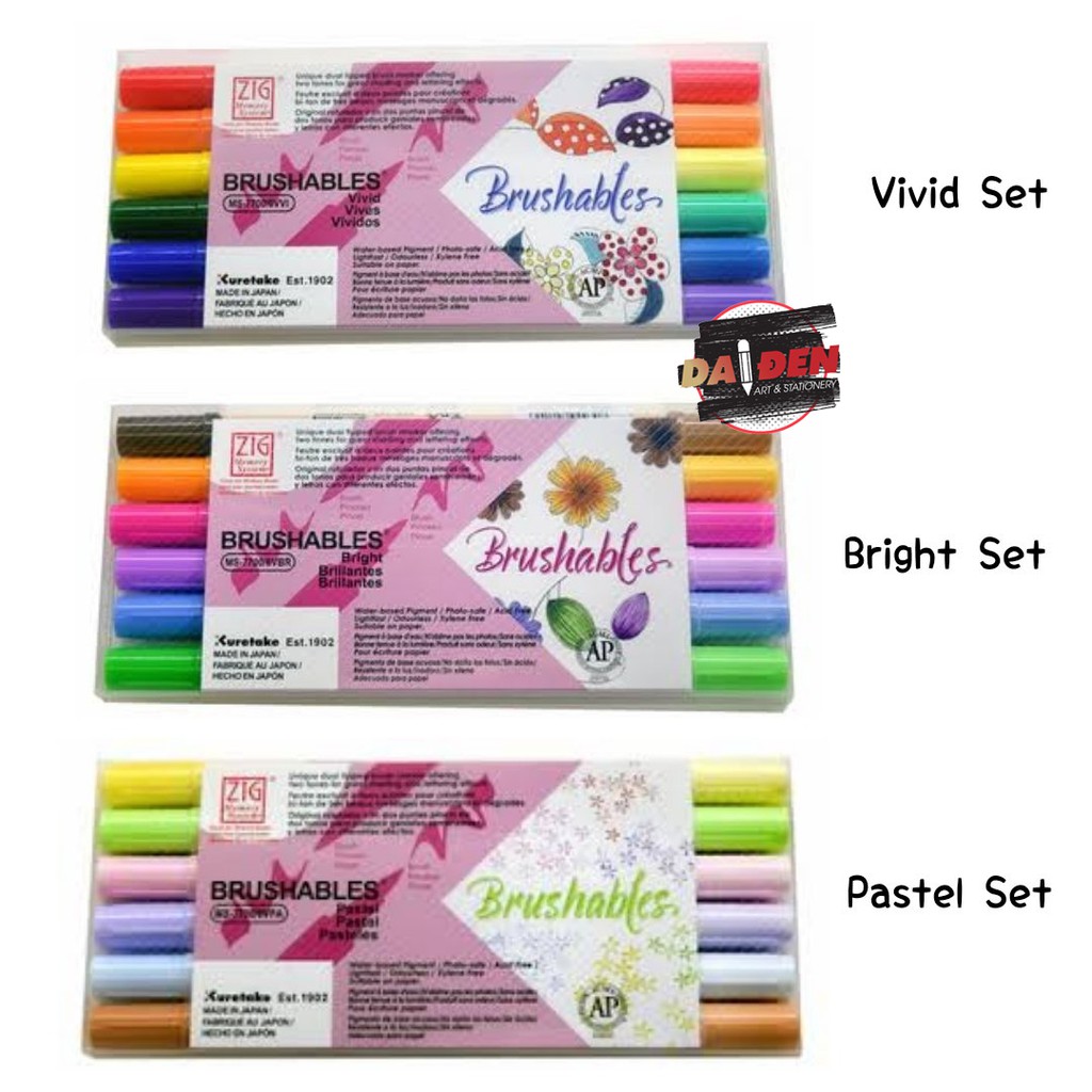 [HCM]Bộ 6/24 Màu Bút Kuretake Zig Brushables 2 Đầu