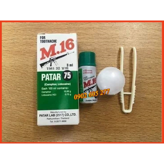 Dầu Giảm Đau Nhức Răng Patar 75 M16 Thái Lan 3ml