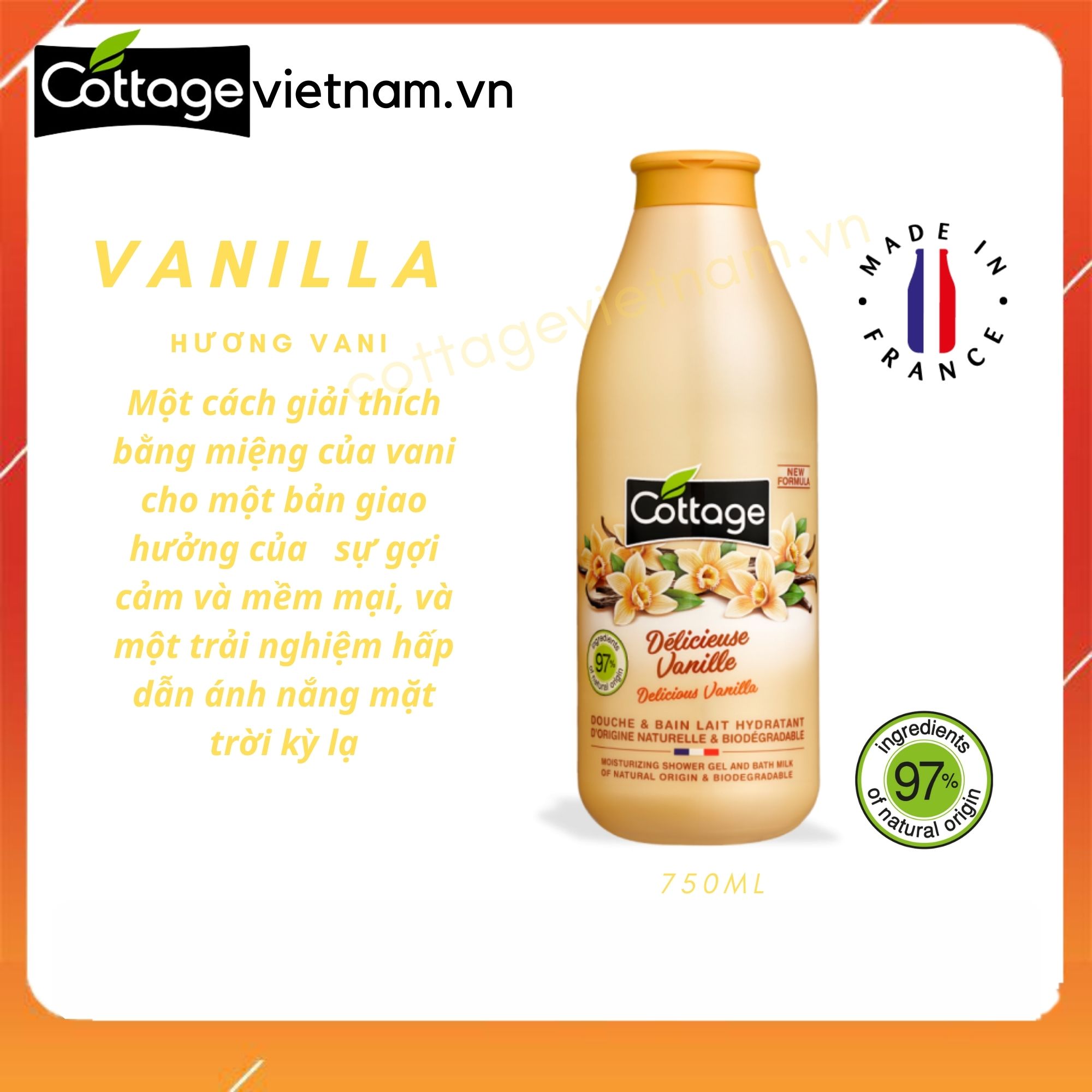 [Chai lớn 750ml-Đủ mùi]- Sữa tắm Cottage chính hãng của Pháp
