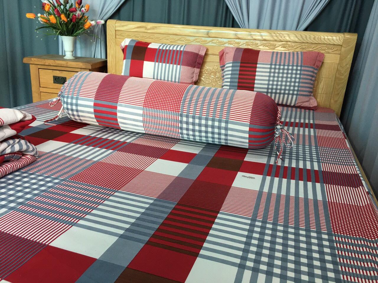 Bộ ga giường - Drap thun mẫu sọc bbry - ga thun lạnh ( 1 ga nệm, 2 vỏ gối nằm, 1 vỏ gối ôm))