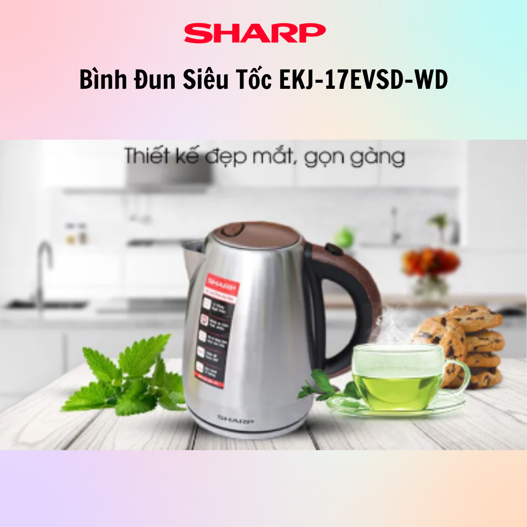 Bình Đun Siêu Tốc SHARP EKJ-17EVPS-BK- Hàng Chính Hãng