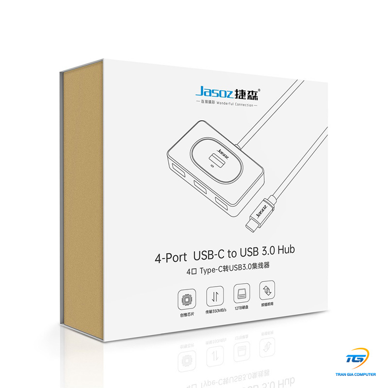 Bộ chia USB Type C ra 4 cổng USB 3.0 JASOZ F113