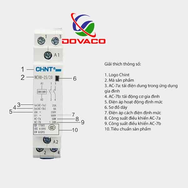 Khởi động từ 1 pha CHINT NCH8 25A/220 contactor