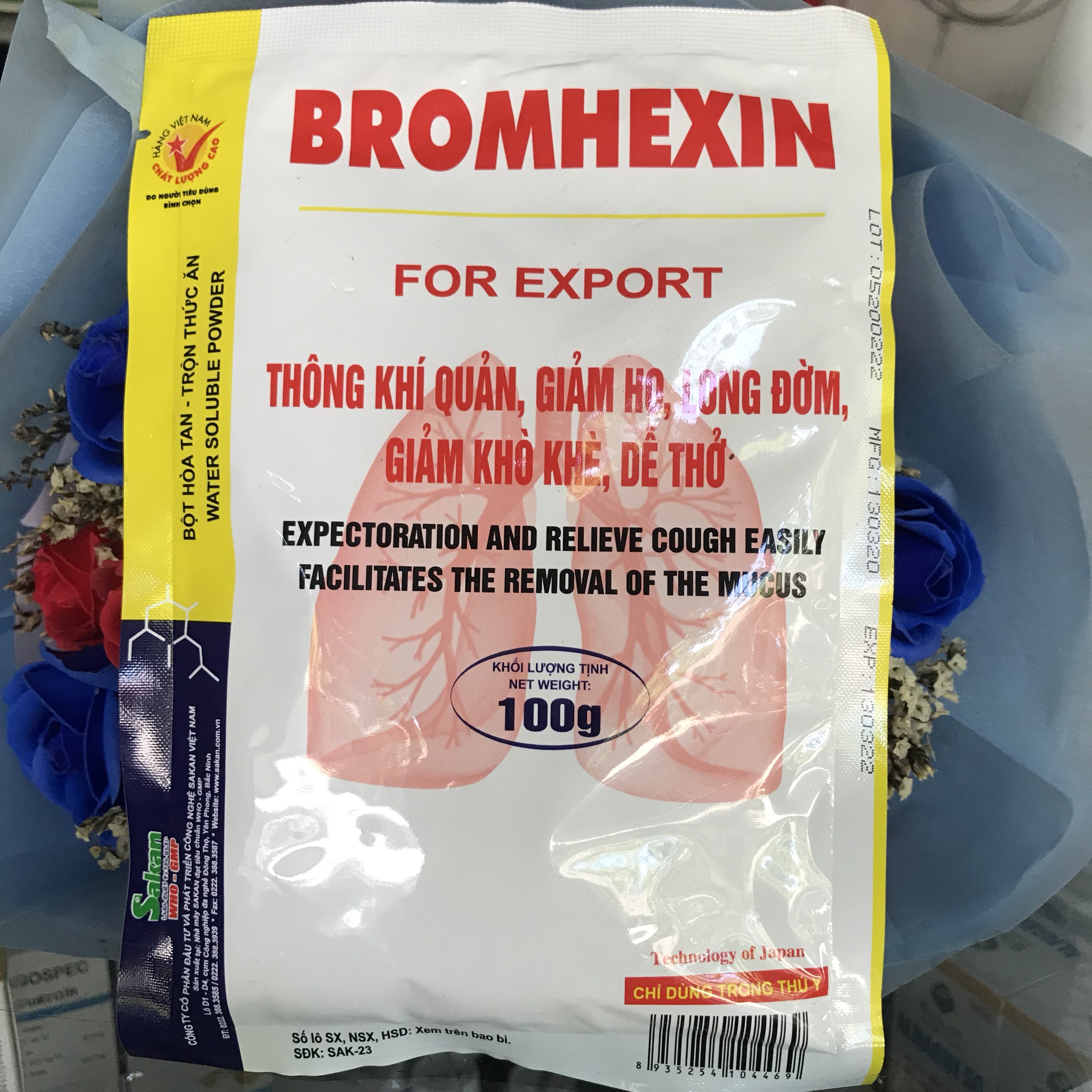 Long đờm Bromhexine Sakan gói 100g