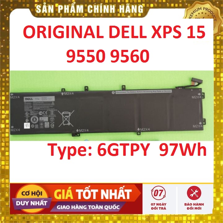 Battery (battery) original laptop Dell XPS 15 9550 9560 9570 (6gtpy) (97wh)-battery Zin warranty 6 month error Đổi New