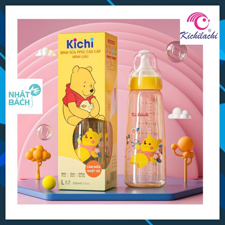 Bình sữa cổ hẹp Kichilachi PPSU cao cấp 80ml - 150ml - 250ml