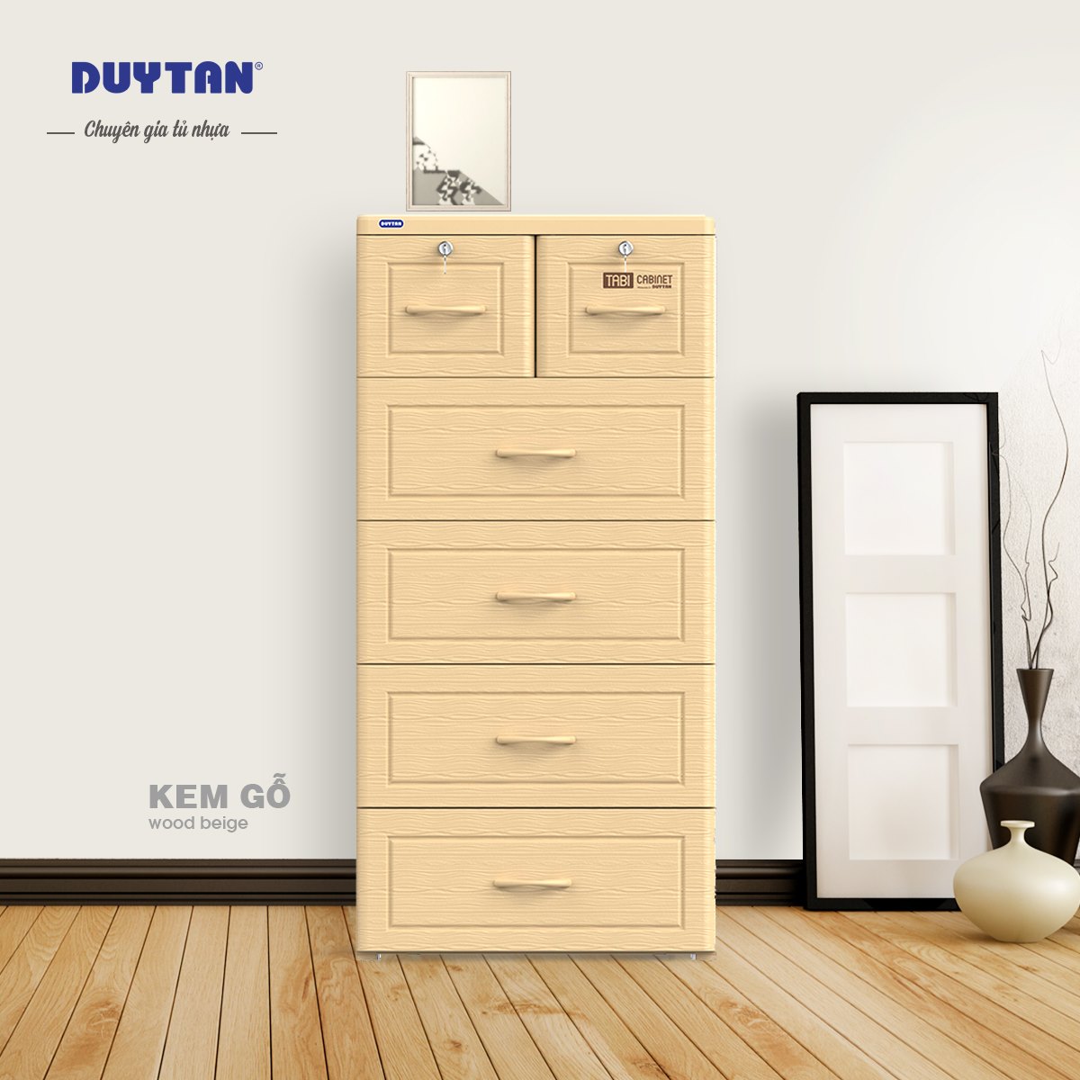 Tủ nhựa Duy Tân 5 tầng Tabi Vân Gỗ