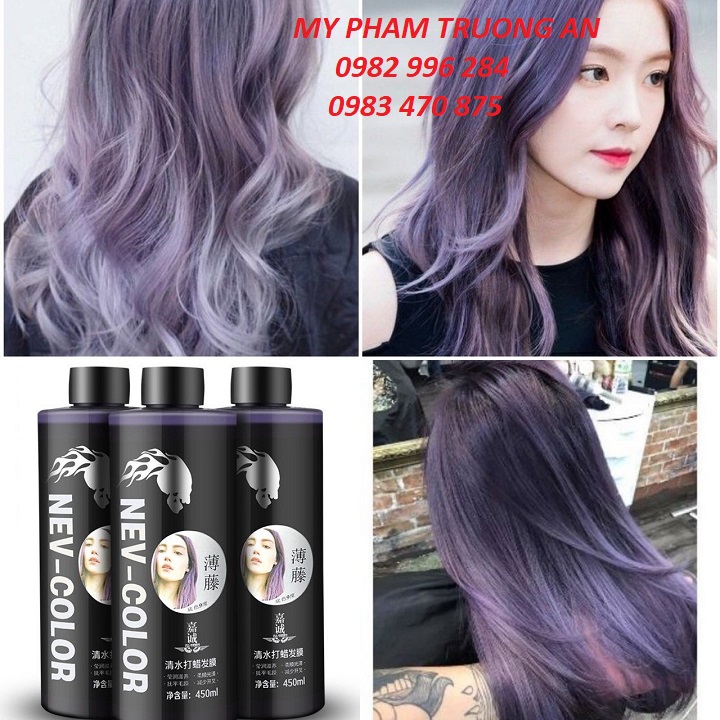 Thuốc nhuộm tóc màu khói tím bằng màu phủ bóng 5D Nev-Color