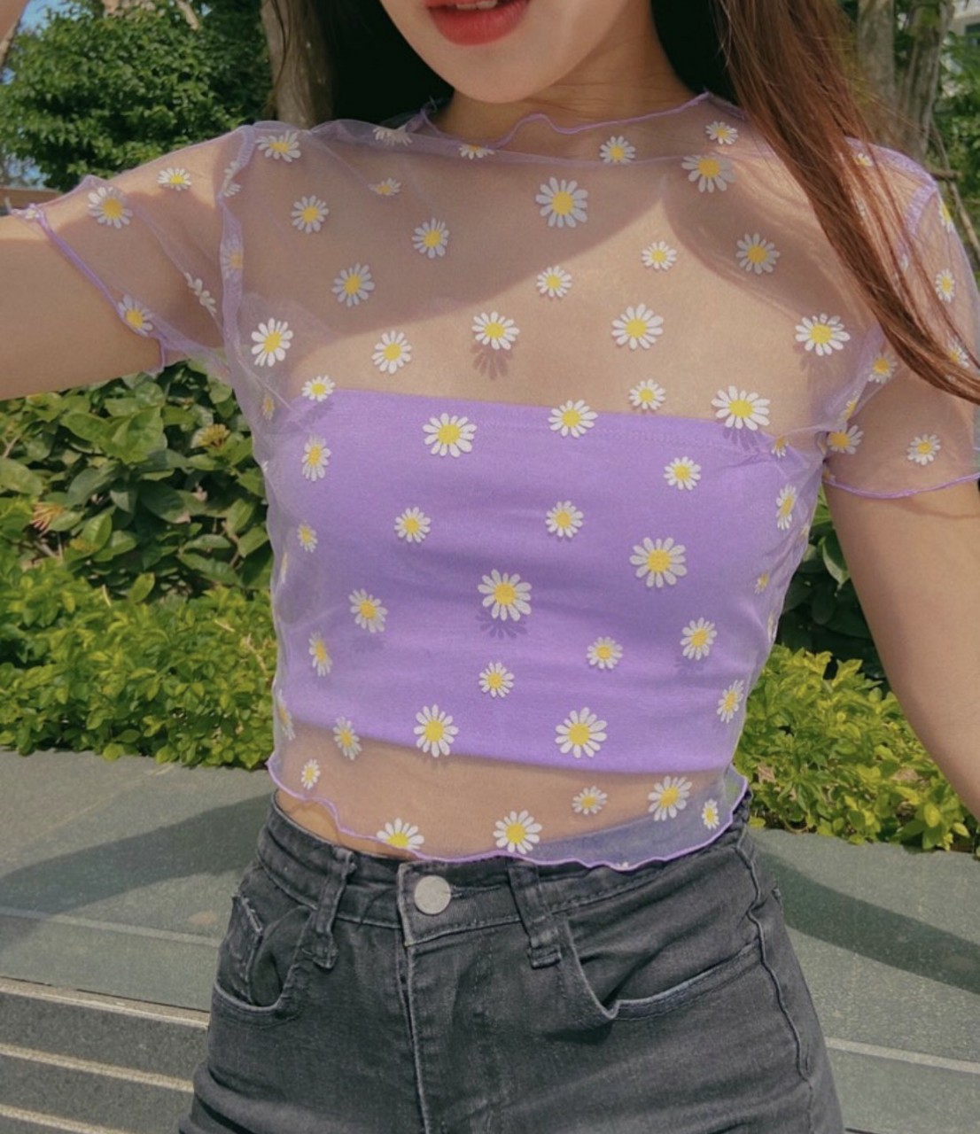 ÁO CROPTOP LƯỚI HOA CÚC NỮ SIÊU DỄ THƯƠNG NỮ TÍNH