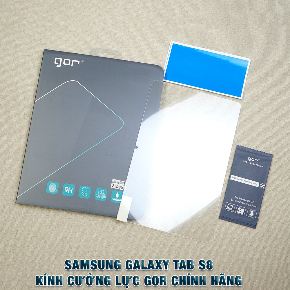 Kính cường lực samsung tab s8 / s9 / s7 / s6 full màn hình chính hãng gor - dán màn hình samsung galaxy tab s8