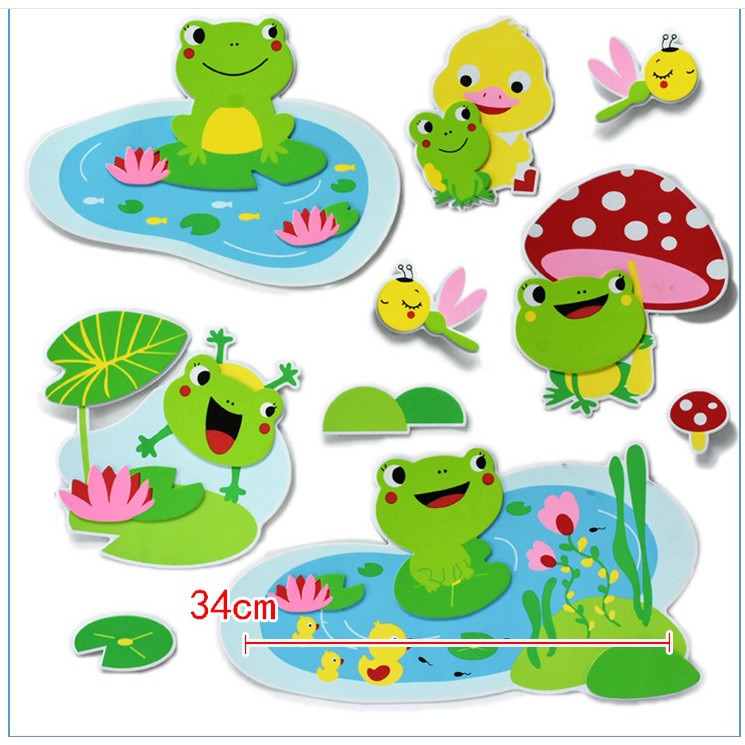 Decal dán tường 3d nổi bằng xốp eva có keo - tranh góc mầm non