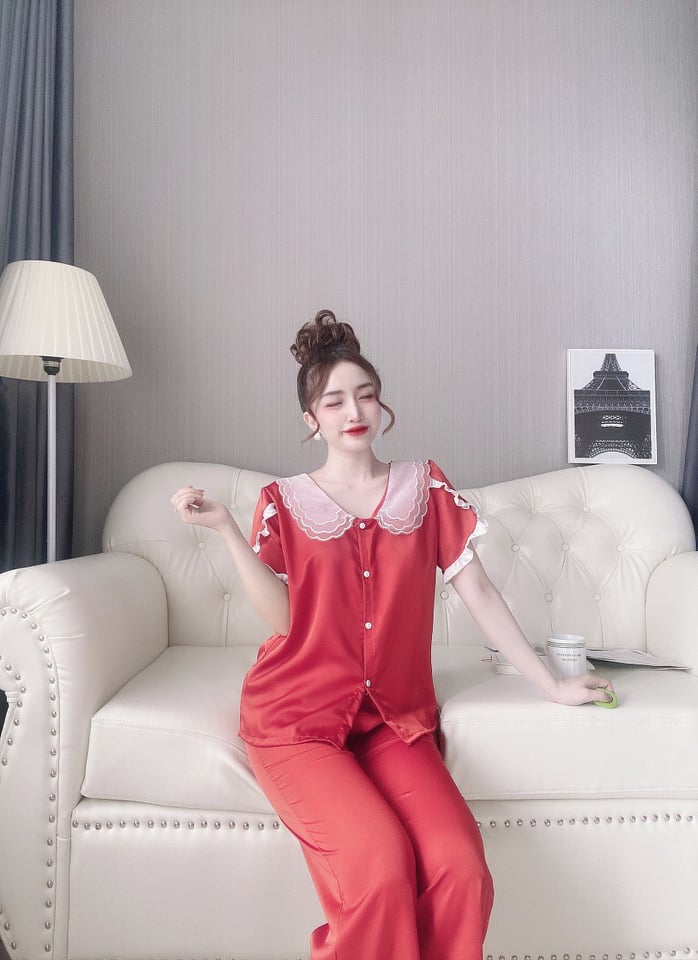 Bộ pijama satin cổ lá cao cấp 40-60kg