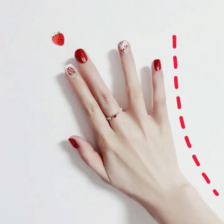 Bộ 24 móng tay giả hình trái cherry (kèm keo)