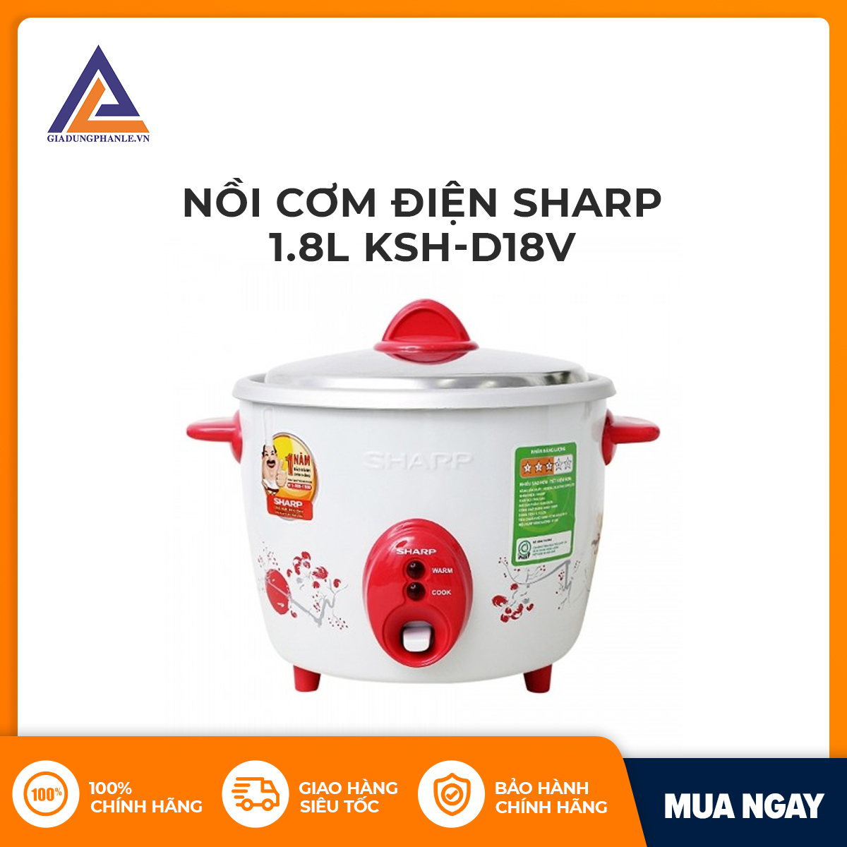 Nồi cơm điện Sharp 1.8L KSH-D18V-Màu ngẫu nhiên