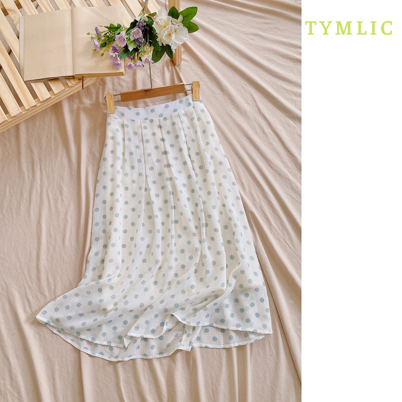Chân váy midi họa tiết xếp ly TYMLIC