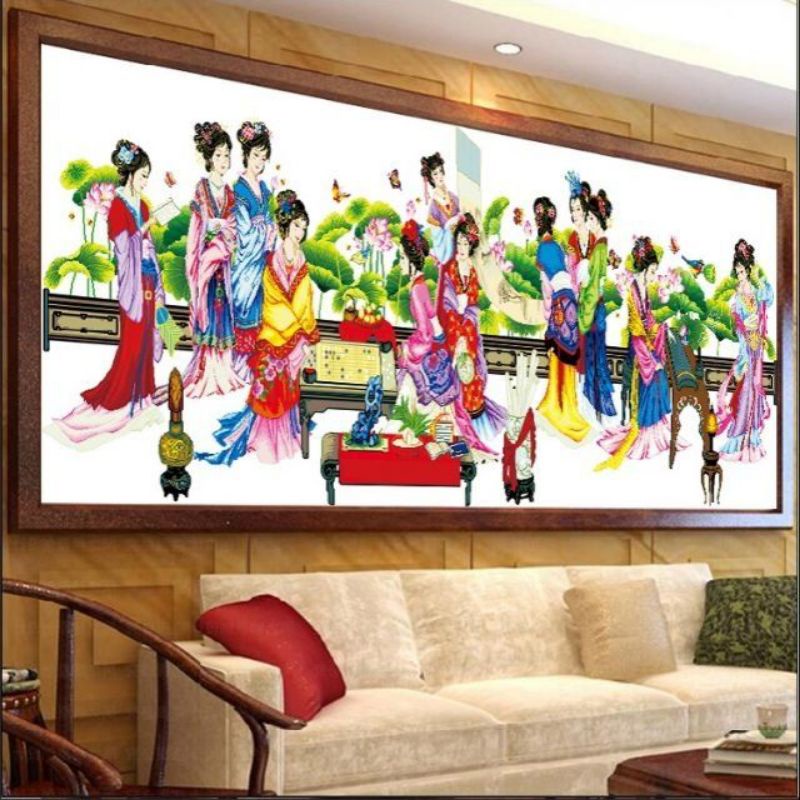 Tranh thêu kín chữ thập 12 cô tiên mn0129