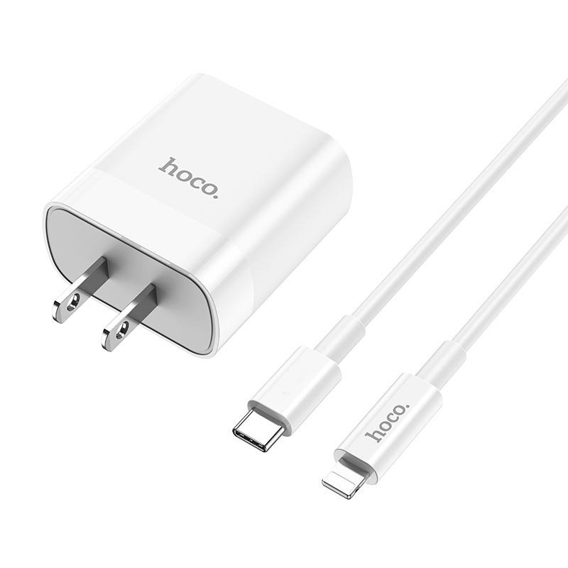 Bộ sạc nhanh 20W hoco C80 có 2 cổng ra 1 USB và 1 Type C