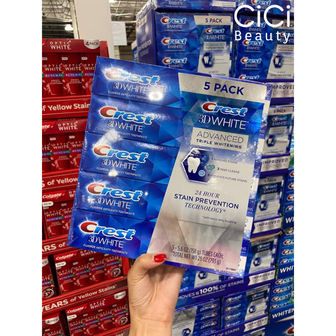 [Nhập RAISINGSTAR18, giảm 30k cho đơn 99k]Combo 3 tuýp kem đánh răng crest 3D White Brilliance - 3 pack