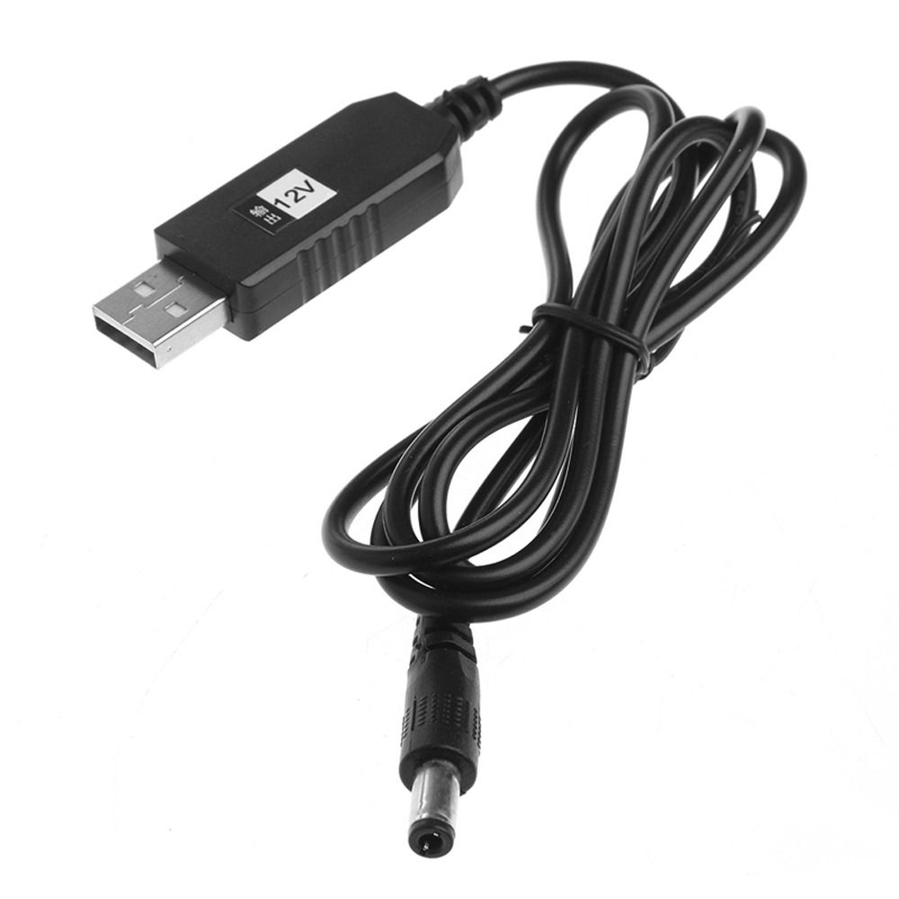 JAV5134 Thùng Cáp tăng cường mở rộng Đen Giắc cắm 5.52.1mm Cáp nguồn DC USB sang DC Thiết bị điện tử Wifi sang cáp sạc dự phòng DC 5V đến 12V Dòng tăng Bộ chuyển đổi tăng áp Dây tăng áp Cáp nối dài USB