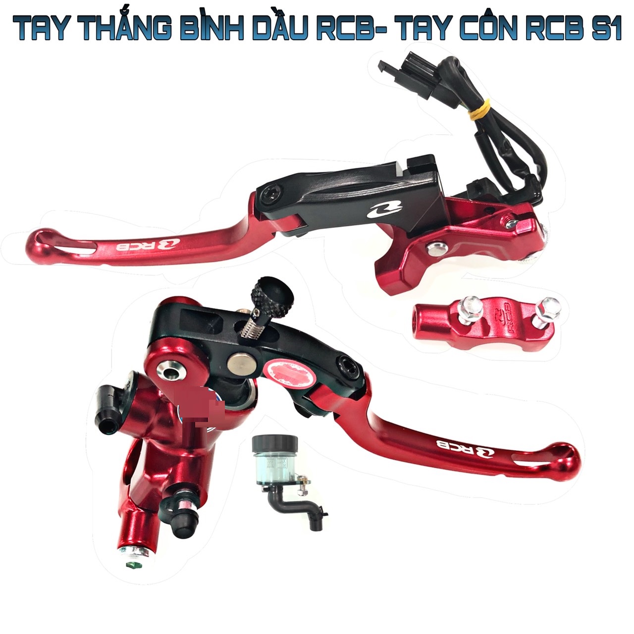 [HCM]TAY THẮNG XE MÁY COMBO TAY THẮNG RCB BÌNH DẦU RỜI - TAY CÔN DÂY RCB S1 Bộ sp bao gồm 1 tay thắng Racingboy bình dầu rời c.hãng và 1 tay côn dây Racingboy mẫu 2020