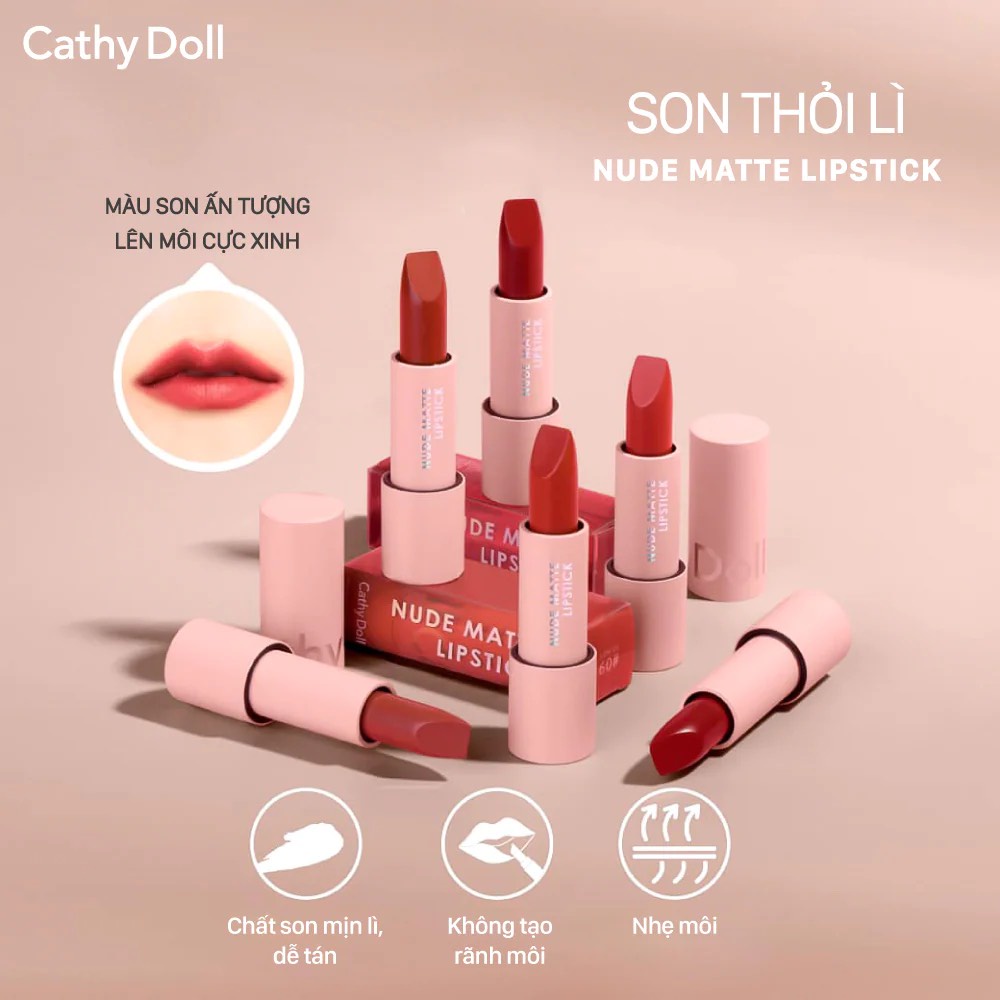 Son môi Cathy Doll Nude Matte Lipstick 3.5g