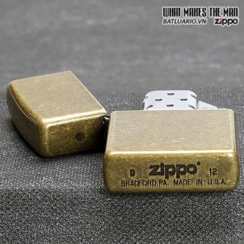 BẬT LỬA ZIPPO 201FB - ZIPPO ANTIQUE BRASS ĐỒNG VÀNG GIẢ CỔ 201FB