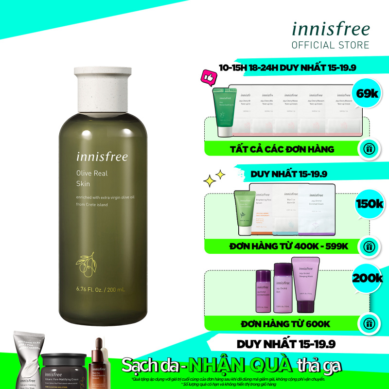 Nước cân bằng dưỡng ẩm innisfree Olive Real Skin 200ml giá rẻ