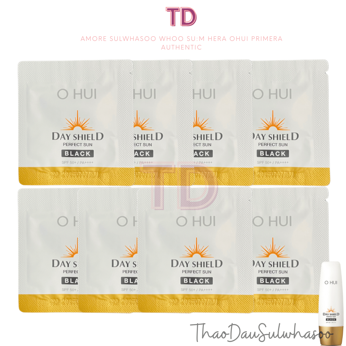 Gói kem chống nắng Ohui Day shield perfect sun black spf50+/pa++++ 1ml giúp bảo vệ da toàn diện nâng tone nhẹ căng bóng da tloskorea cũ