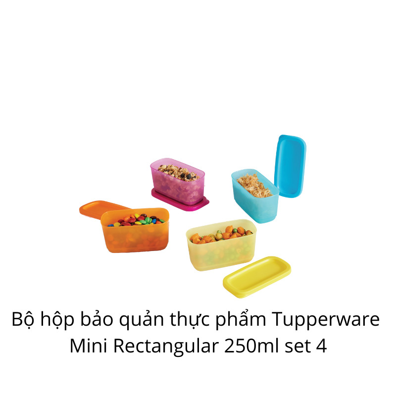 Bộ hộp bảo quản thực phẩm Tupperware Mini Rectangular 250ml (Set 4)