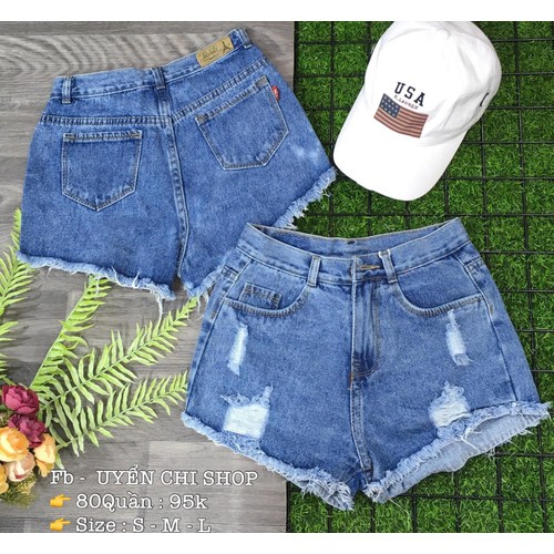 Quần short jean nữ rách big size