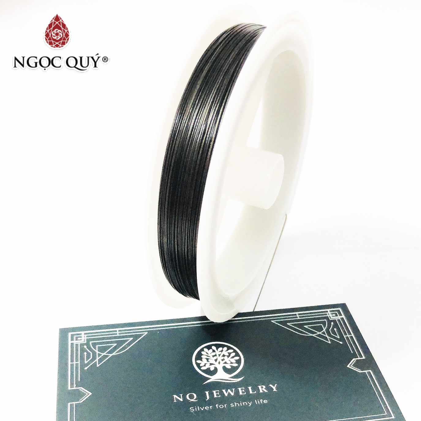 Cuộn 50m dây cước kim loại bọc nhựa 0.4mm xỏ vòng - Ngọc Qúy Gemstones