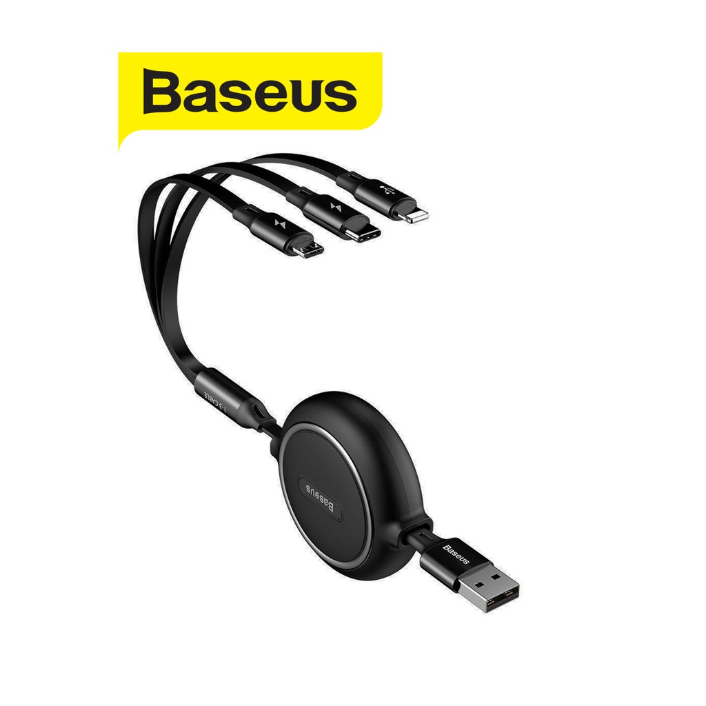 Cáp Sạc Đa Năng Baseus Traction Series Retractable 3-in-1 Fast Charging Cable Desktop Organizer (Type-C to M+L+C 100W 1.7m)
