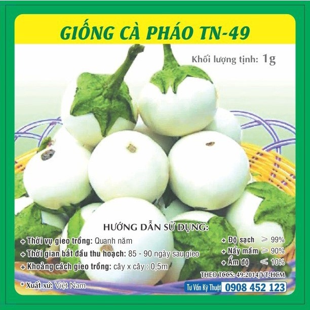 Hạt giống Cà Pháo Tím - Cà Pháo Trắng TN - 49