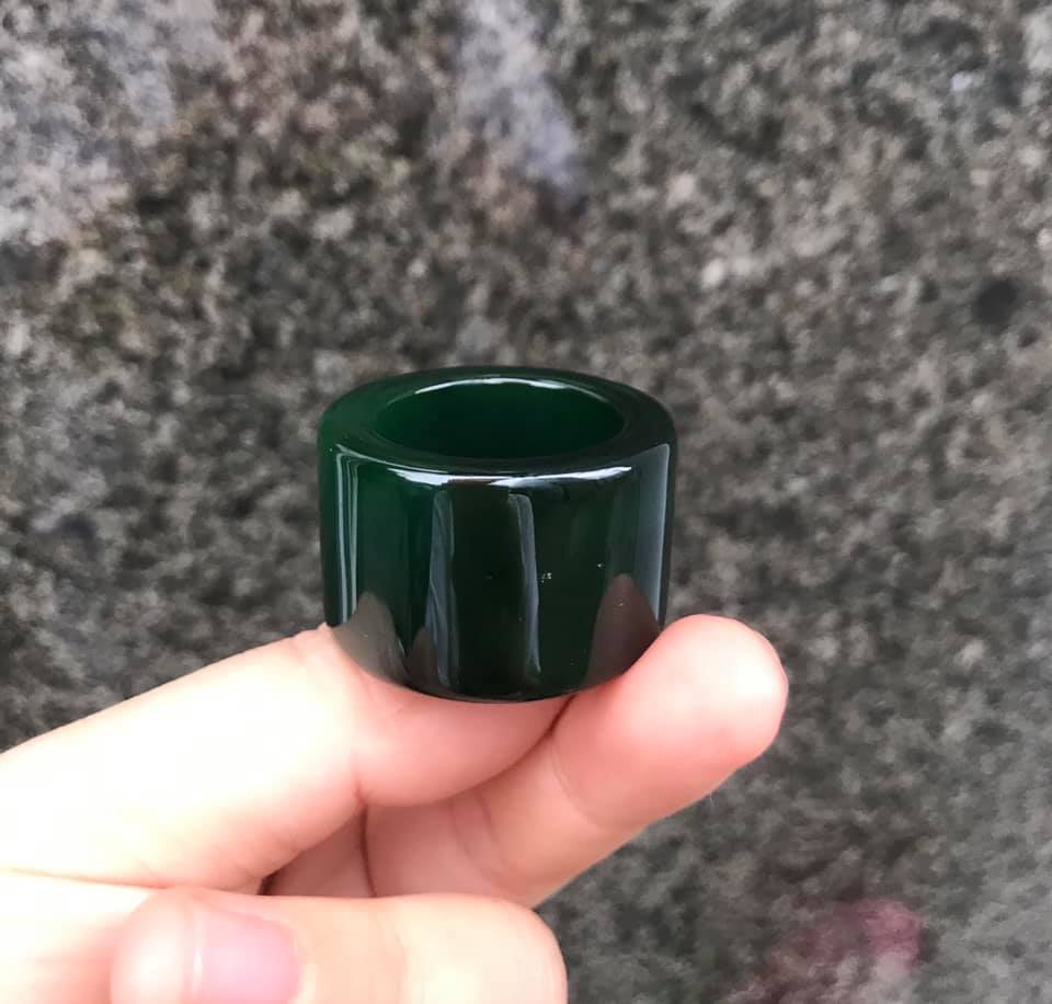 [HCM]NHẪN CÀN LONG BẢN VUÔNG ĐÁ MÃ NÃO XANH