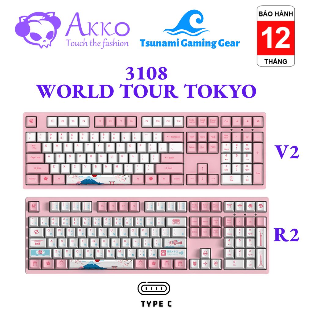 Bàn phím cơ Akko 3108/ 3108 v2/ 3108 R2 World Tour Tokyo - BH 12 tháng, sản phẩm tốt với chất lượng, độ bền cao và được cam kết sản phẩm y như hình
