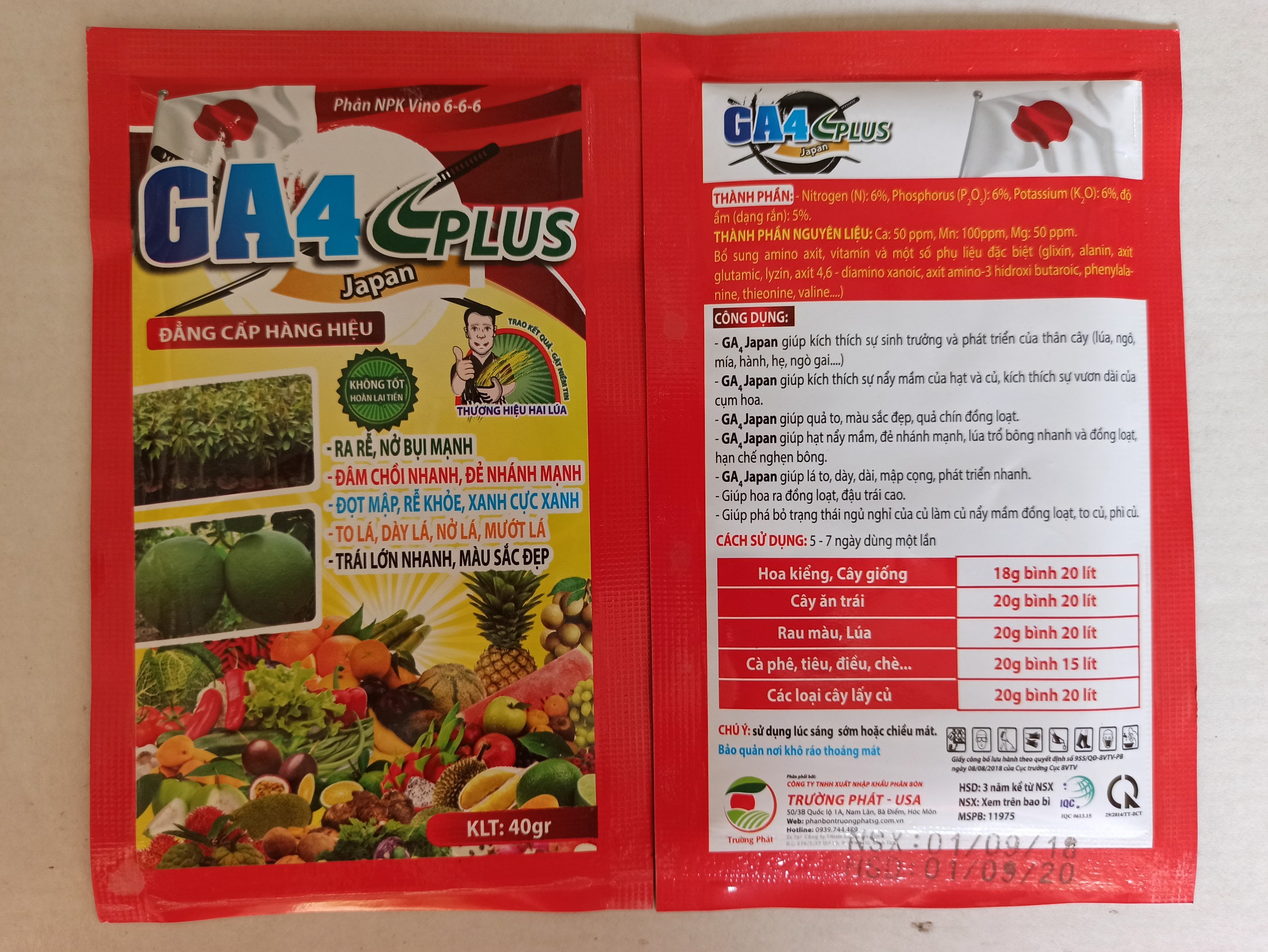 Phân bón GA4 Plus - Gói 40g