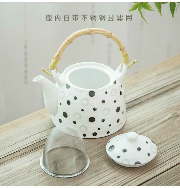 [HÀNG CAO CẤP] Combo bộ ấm chén gốm sứ kèm khay gỗ, hàng đẹp độc lạ
