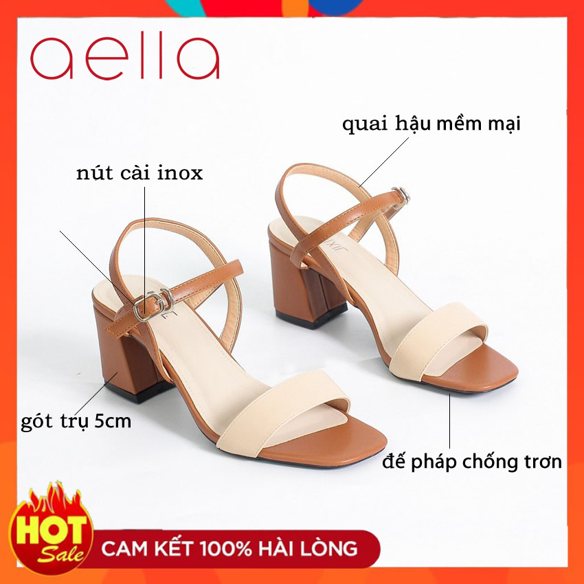 [HCM]Giày Cao Gót Nữ Gót Trụ 5cm AELLA244 GB Hàng VNXK Cao Cấp Bảo Hành 6 Tháng