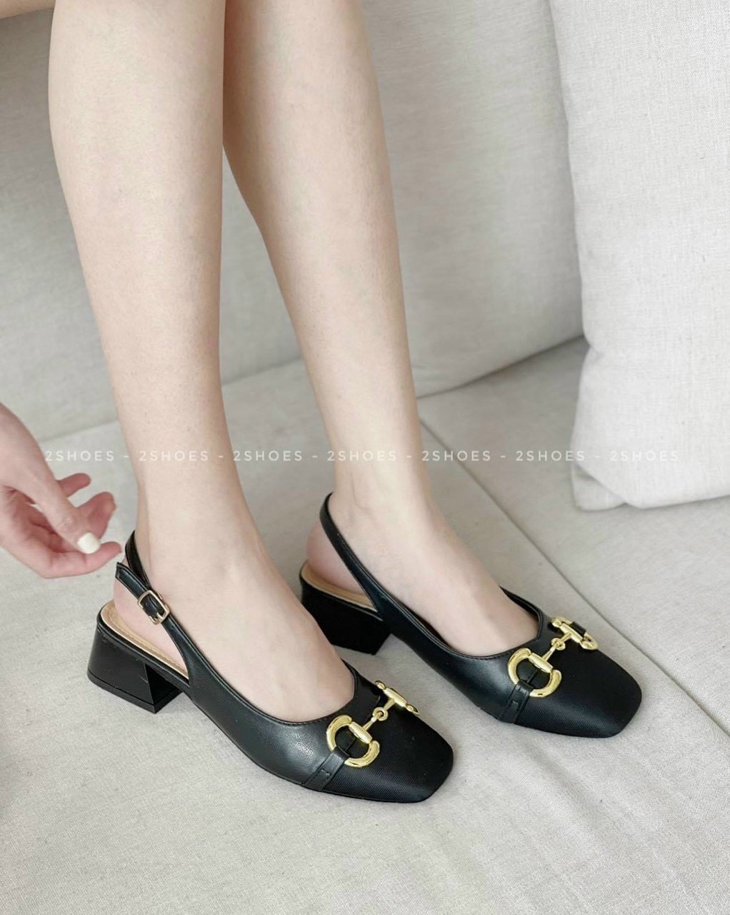 Sandal cao gót vuông 3p , giày cao gót phối khóa cực đẹp 001