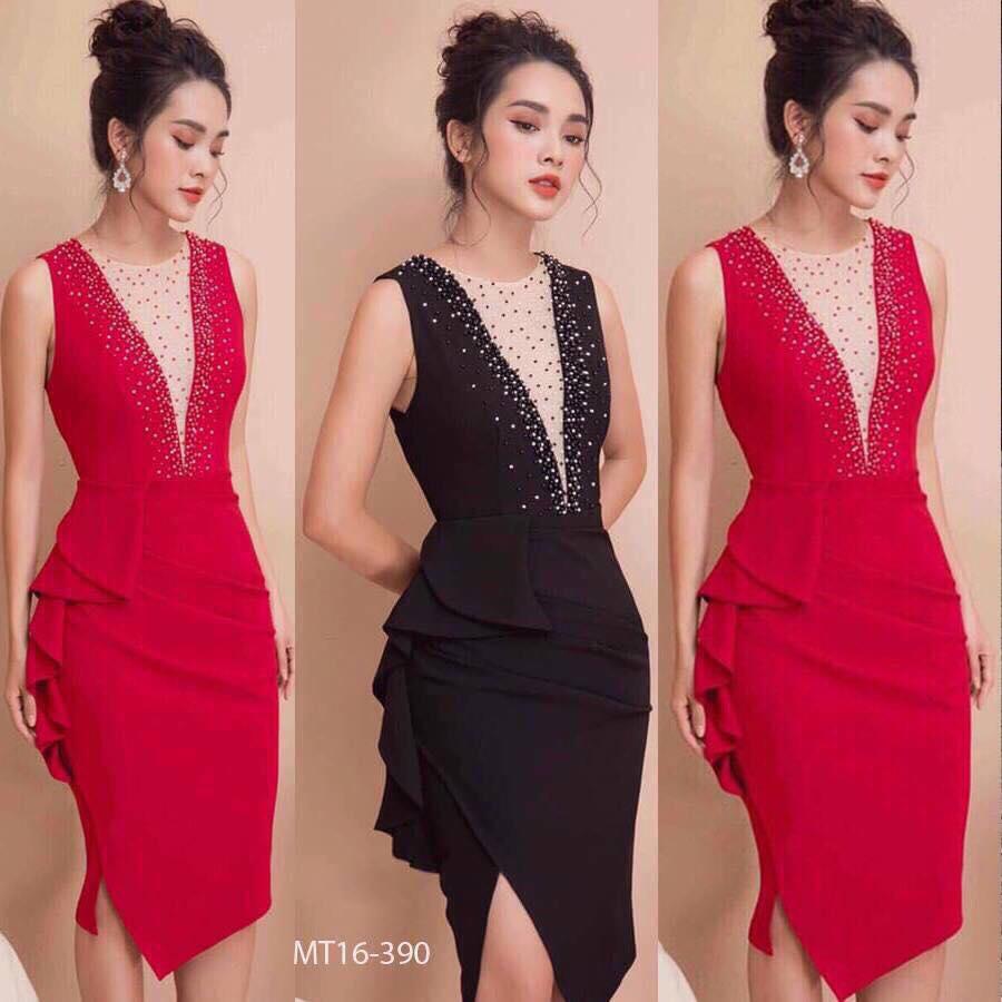 [HCM]Đầm thiết kế bèo đính cườm sang trọng
