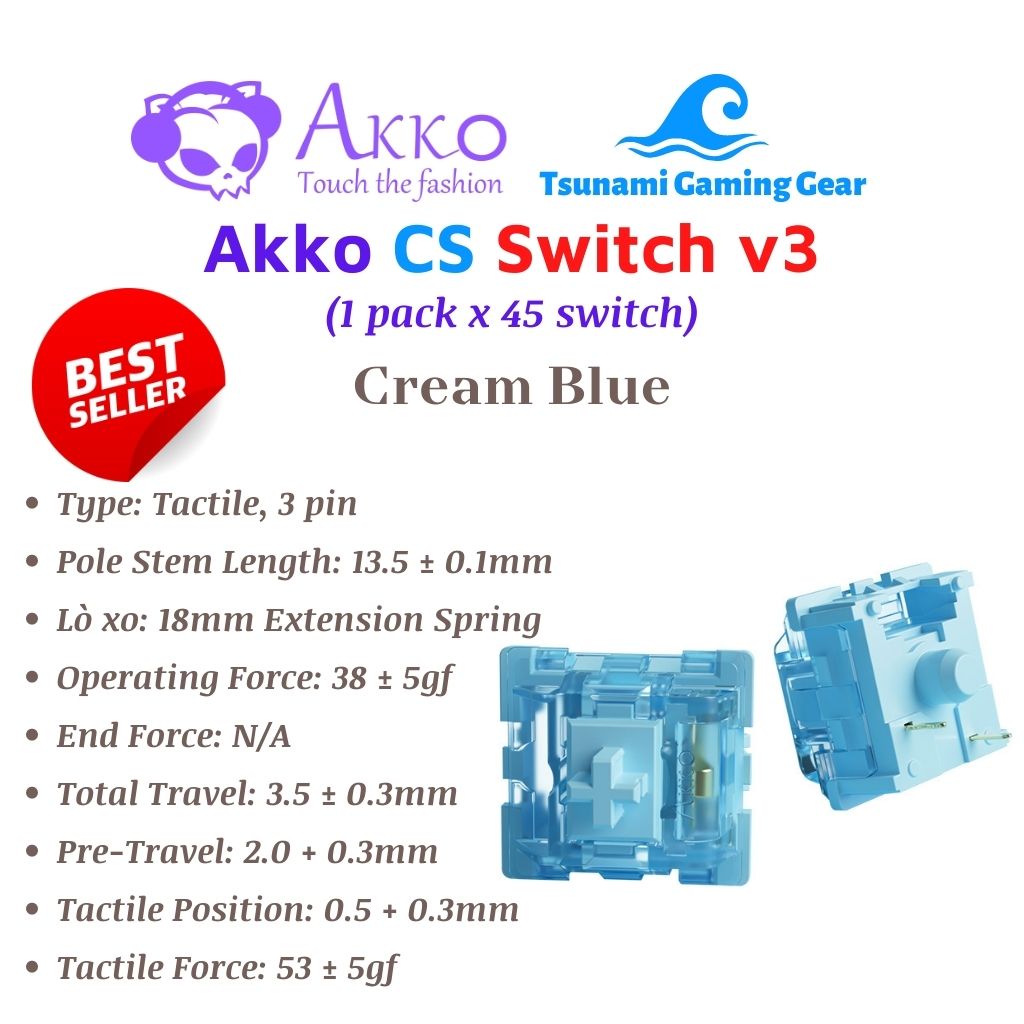 Bộ switch AKKO CS v3 - Cream Blue | Cream Yellow | Cream Blue Pro | Cream Yellow Pro (45 switch)