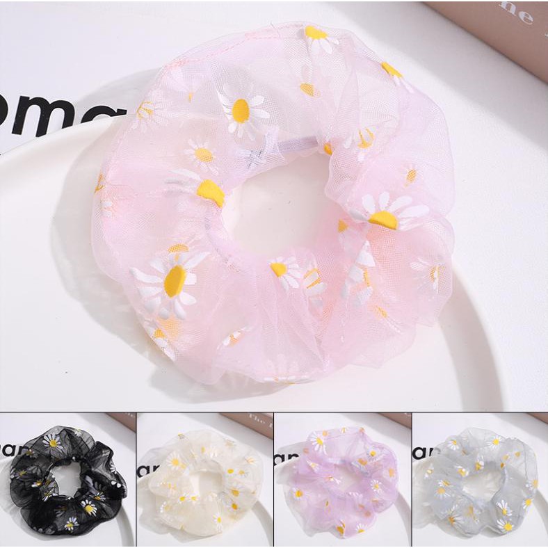 Buộc Tóc Hoa Cúc Vải Lưới