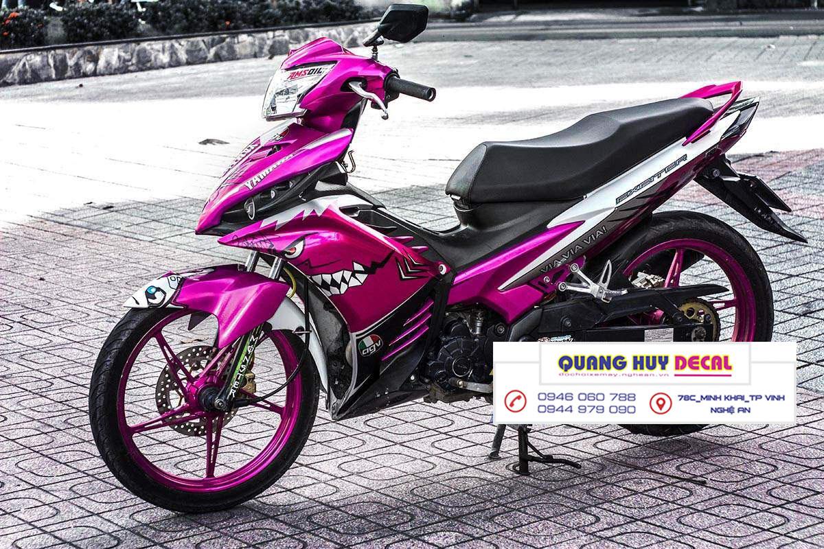 Tem trùm Exciter 135 cá mập hồng tím shark - Độ dán team trùm decal xe máy ex135 cá mập hồng tím shark- Team trùm decal xe máy ex 135 rẻ đẹp và chất