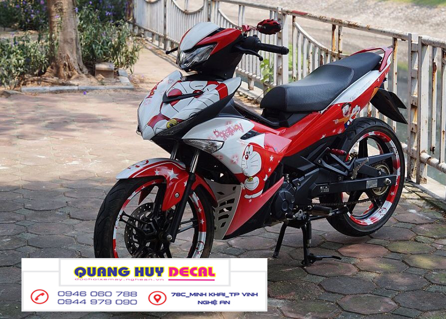 Tem trùm exciter 150 doremon đỏ trắng, tem exciter 150, team trùm exciter 150, tem xe exciter 150, team trùm ex 150, team xe exciter 150 doremon đỏ trắng