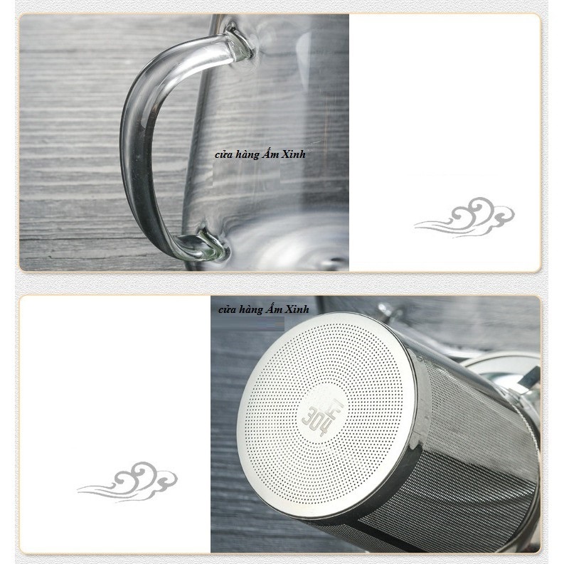 Bình thủy tinh pha trà có lõi lọc inox 304